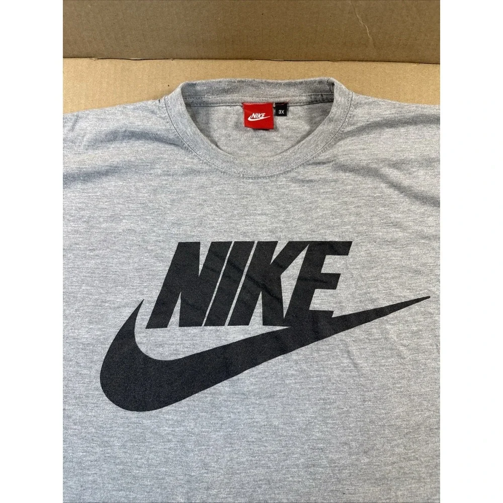 Nike Big Nike Swoosh T Shirt Red Tag, Sz 3XL, Gray, Very Soft